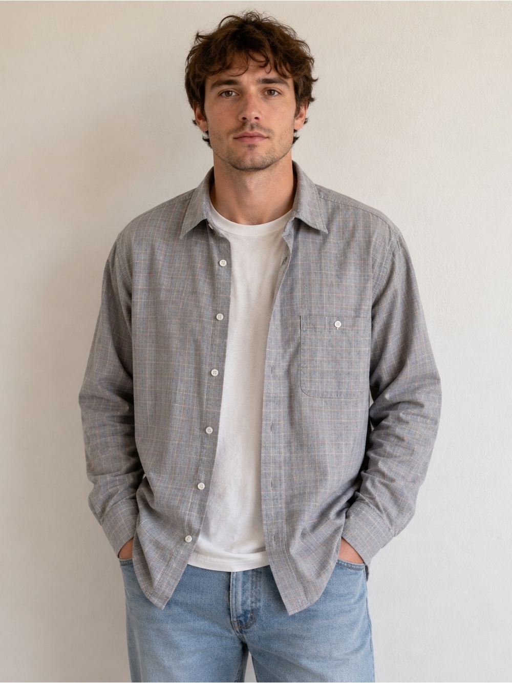 Vintage Burberrys London Gray Glen Plaid Button Down Shirt Mens L 100% Cotton